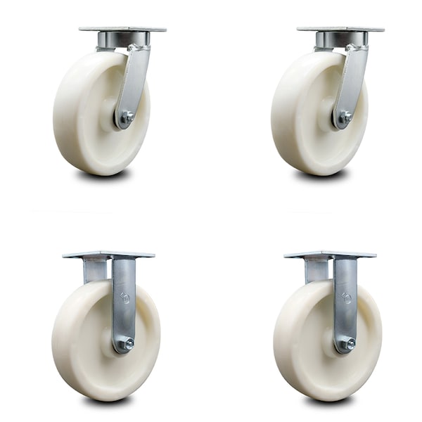 8 Inch Kingpinless Nylon Wheel Swivel Caster Swivel 2 Rigid, 2PK
